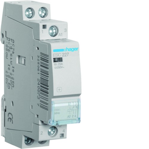 Stycznik 230VAC 1NO+1NC 25A AC-7a/b ESC227 Hager