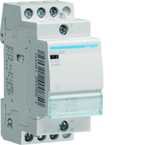 Stycznik 230VAC 3NO 25A AC-7a/b ESC325 Hager