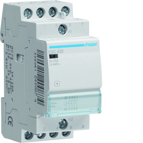 Stycznik 230VAC 4NO 25A AC-7a/b ESC425 Hager