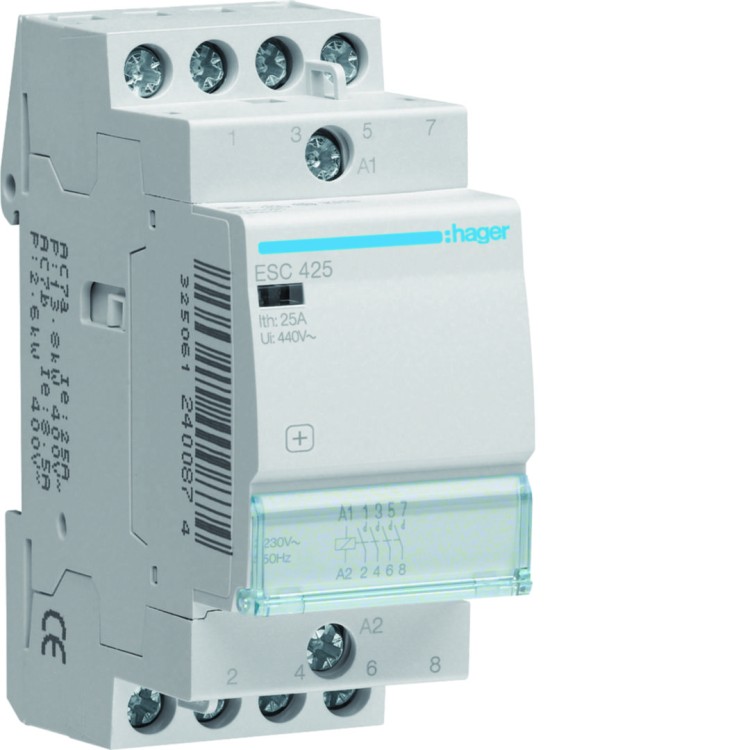 Stycznik 230VAC 4NO 25A AC-7a/b ESC425 Hager