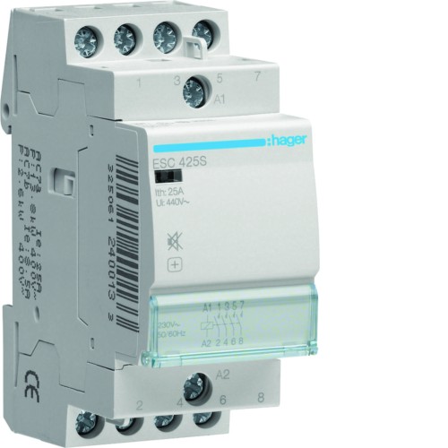Stycznik cichy 230VAC 4NO 25A AC-7a/b ESC425S Hager
