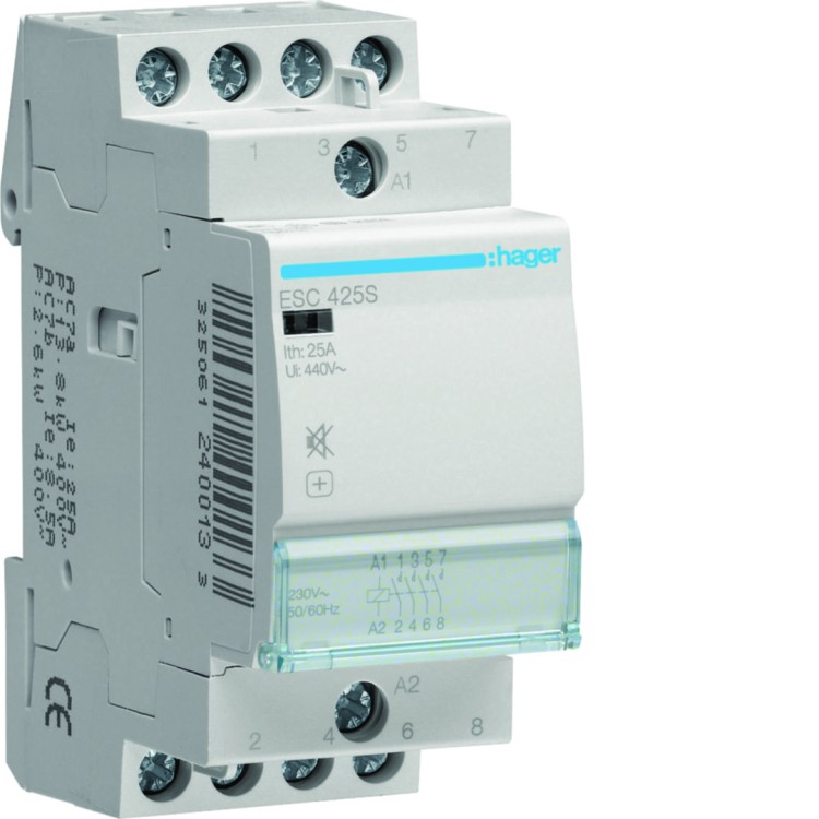 Stycznik cichy 230VAC 4NO 25A AC-7a/b ESC425S Hager