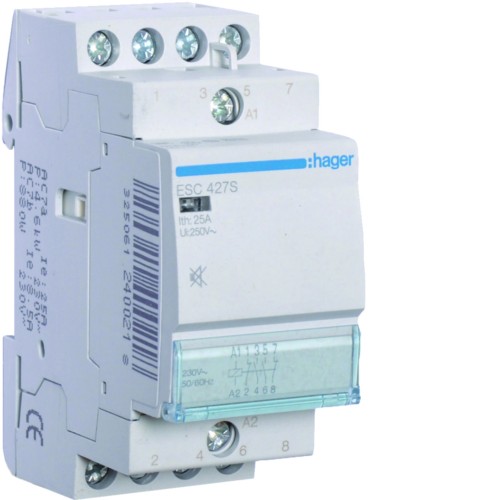 Stycznik cichy 230VAC 2NO+2NC 25A AC-7a/b ESC427S Hager