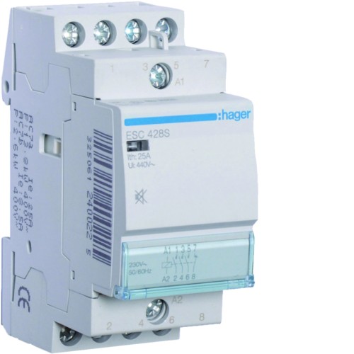 Stycznik cichy 230VAC 3NO+1NC 25A AC-7a/b ESC428S Hager