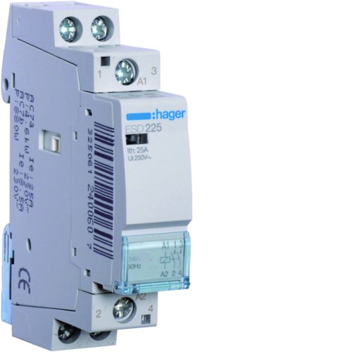 Stycznik 24VAC 2NO 25A AC-7a/b ESD225 Hager