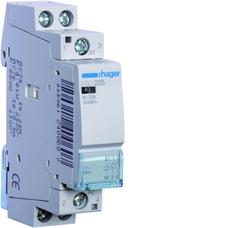 Stycznik 24VAC 2NO 25A AC-7a/b ESD225 Hager