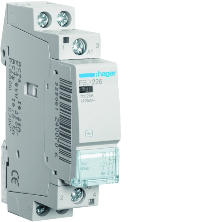 Stycznik 24VAC 2NC 25A AC-7a/b ESD226 Hager