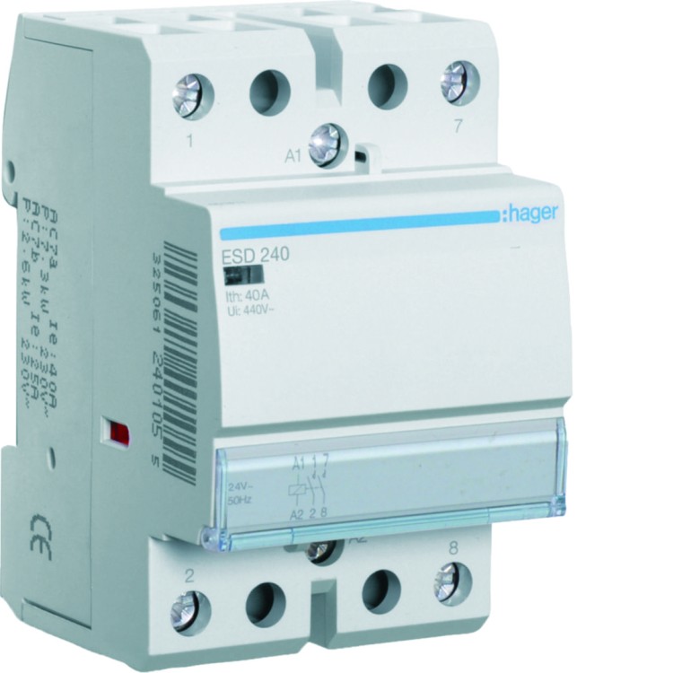 Stycznik 24VAC 2NO 40A AC-7a/b ESD240 Hager