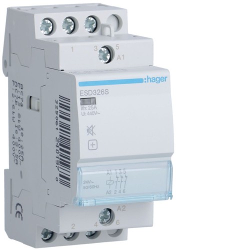 Stycznik cichy 24VAC 3NC 25A AC-7a/b ESD326S Hager