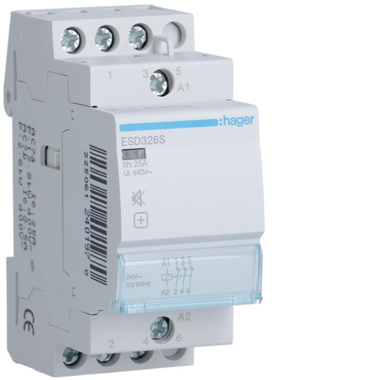 Stycznik cichy 24VAC 3NC 25A AC-7a/b ESD326S Hager