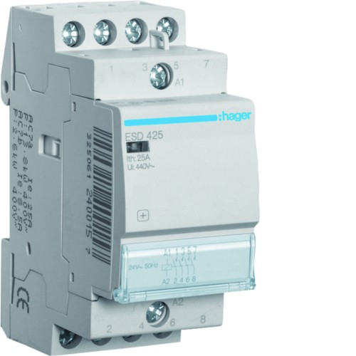 Stycznik 24VAC 4NO 25A AC-7a/b ESD425 Hager