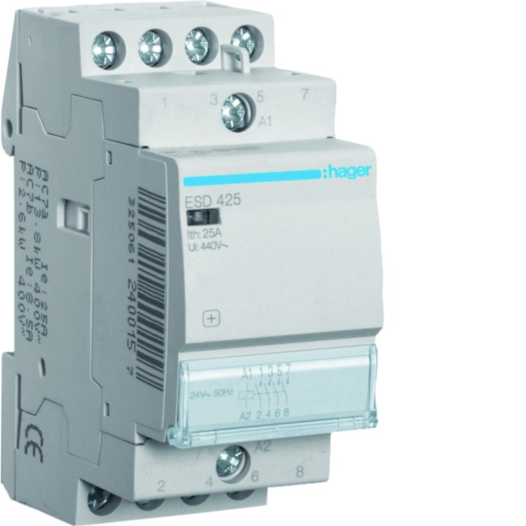 Stycznik 24VAC 4NO 25A AC-7a/b ESD425 Hager