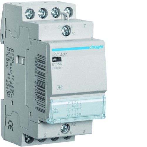 Stycznik 24VAC 2NO+2NC 25A AC-7a/b ESD427 Hager