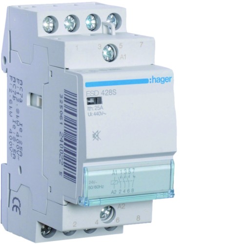 Stycznik cichy 24VAC 3NO+1NC 25A AC-7a/b ESD428S Hager