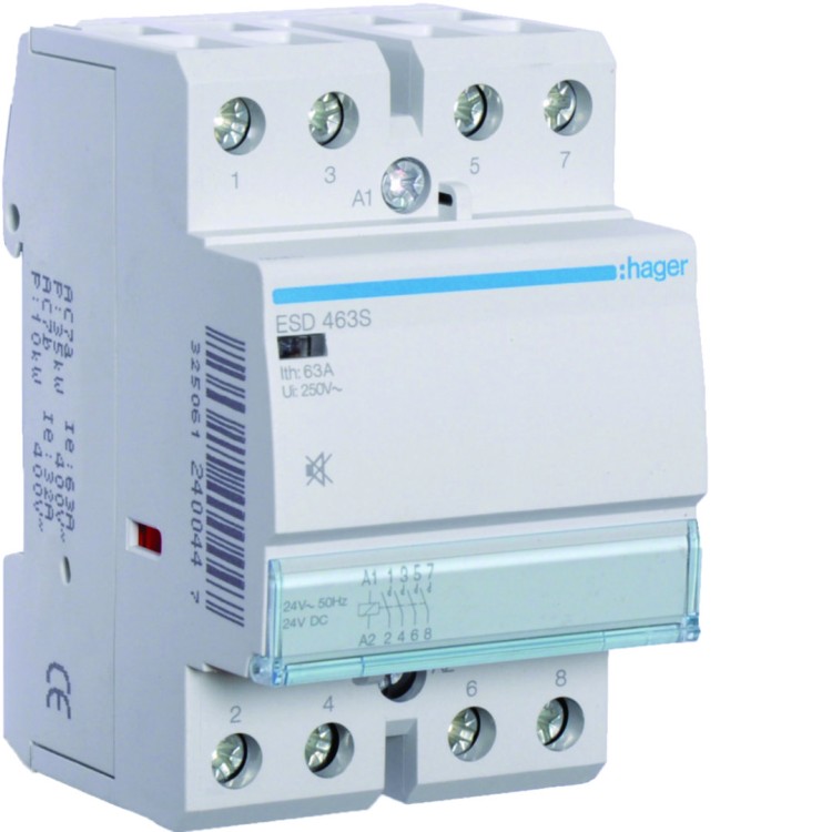 Stycznik cichy 24V AC/DC 4NO 63A AC-7a/b ESD463S Hager