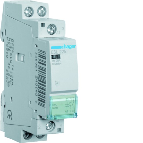 Stycznik 12VAC 2NO 25A AC-7a/b ESL225 Hager