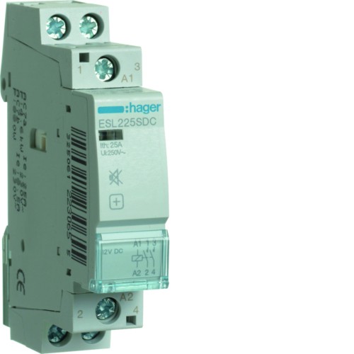 Stycznik cichy 12VDC 2NO 25A AC-7a/b ESL225SDC Hager