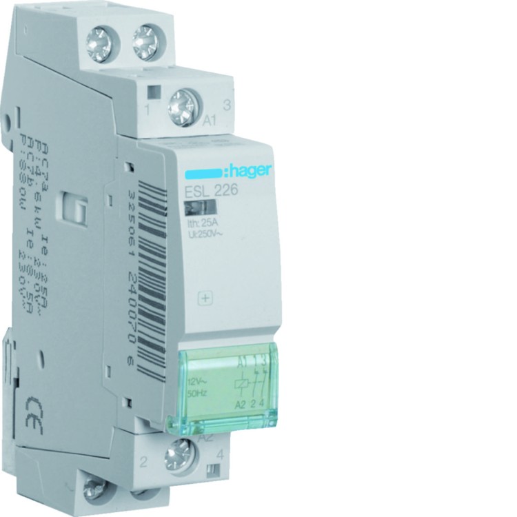 Stycznik 12VAC 2NC 25A AC-7a/b ESL226 Hager
