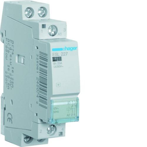 Stycznik 12VAC 1NO+1NC 25A AC-7a/b ESL227 Hager