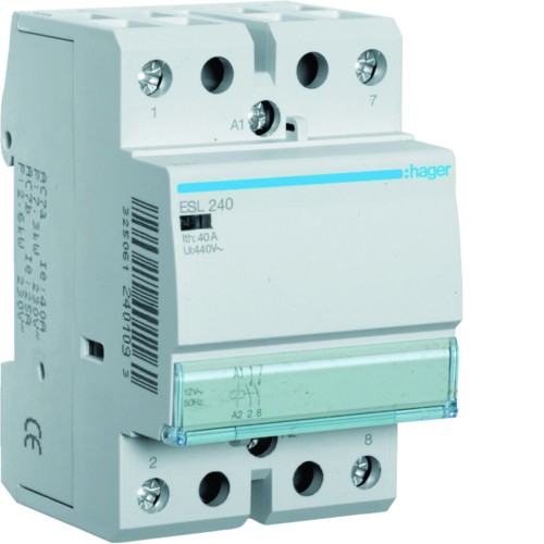 Stycznik 12VAC 2NO 40A AC-7a/b ESL240 Hager