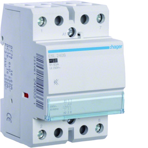 Stycznik cichy 12VAC/DC 2NO 40A AC-7a/b ESL240S Hager