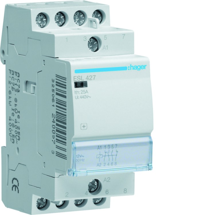 Stycznik 12VAC 2NO+2NC 25A AC-7a/b ESL427 Hager