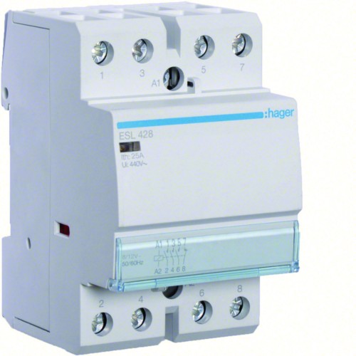 Stycznik 12VAC 3NO+1NC 25A AC-7a/b ESL428 Hager