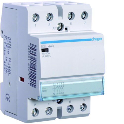 Stycznik 12VAC 4NO 40A AC-7a/b ESL440 Hager