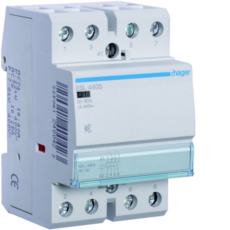 Stycznik cichy 12VAC/DC 4NO 40A AC-7a/b ESL440S Hager