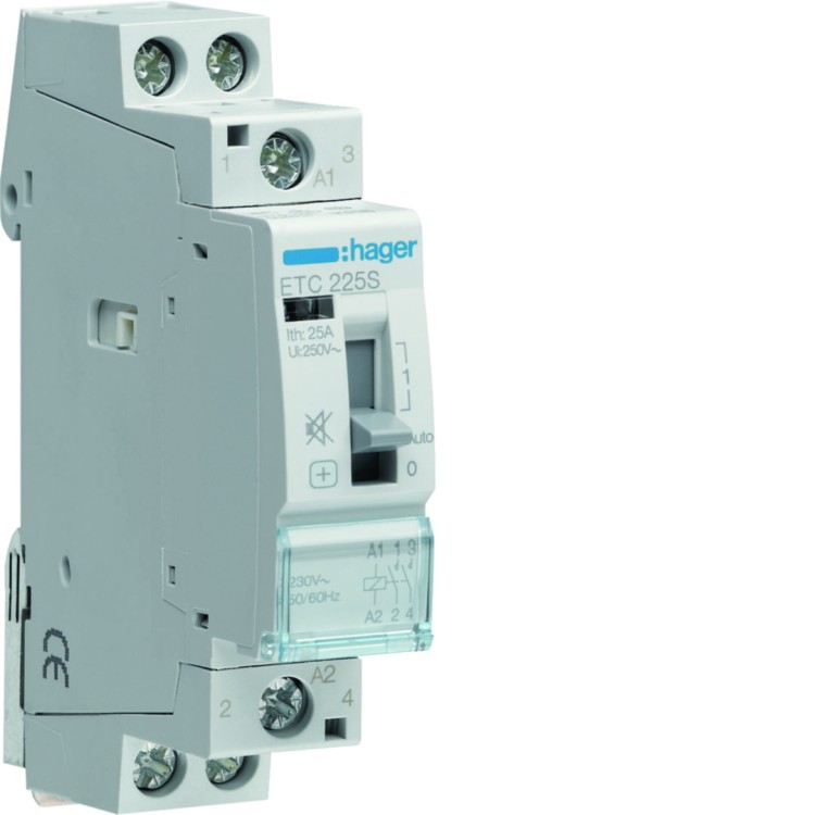Stycznik taryfowy Dzień/Noc cichy 230VAC 2NO 25A AC-7a/b ETC225S Hager