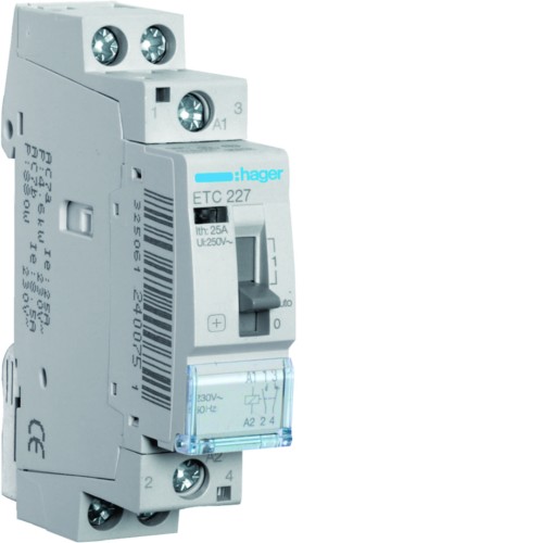Stycznik taryfowy Dzień/Noc 230VAC 1NO+1NC 25A AC-7a/b ETC227 Hager