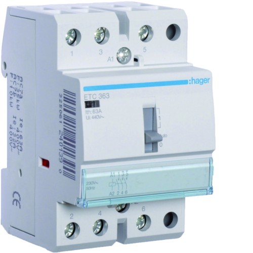 Stycznik taryfowy Dzień/Noc 230VAC 3NO 63A AC-7a/b ETC363 Hager