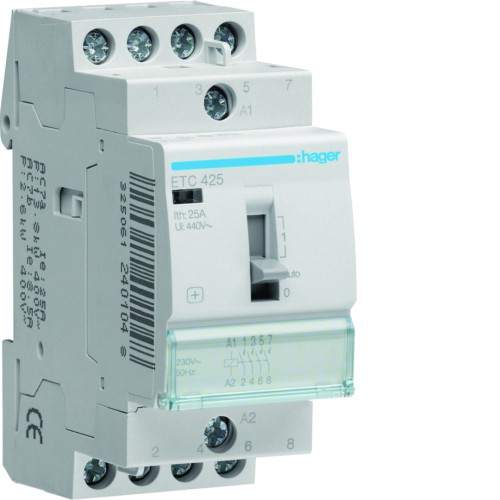 Stycznik taryfowy Dzień/Noc 230VAC 4NO 25A AC-7a/b ETC425 Hager