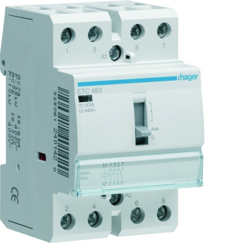 Stycznik taryfowy Dzień/Noc 230VAC 4NO 63A AC-7a/b ETC463 Hager