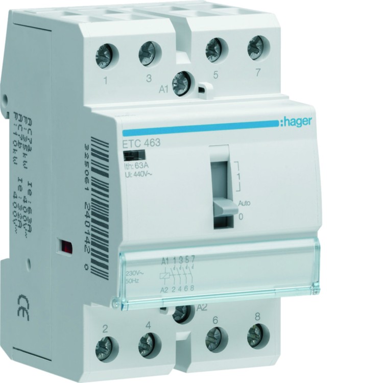Stycznik taryfowy Dzień/Noc 230VAC 4NO 63A AC-7a/b ETC463 Hager
