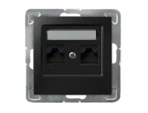Gniazdo komputerowe podwójne kat. 5e MMC 2x RJ45 Czarne Impresja GPK-2Y/K/m/33 OSPEL IP20 czarny metalik Matowy