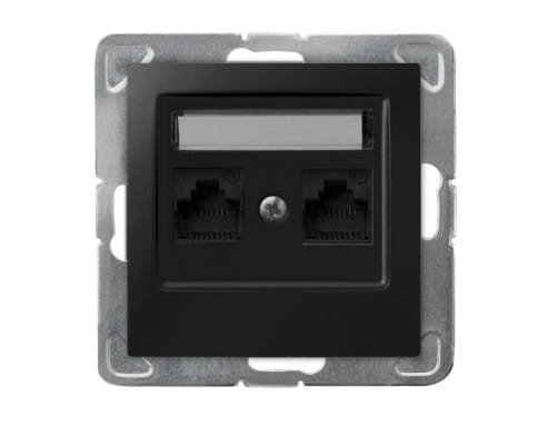 Gniazdo komputerowe podwójne kat. 5e MMC 2x RJ45 Czarne Impresja GPK-2Y/K/m/33 OSPEL IP20 czarny metalik Matowy