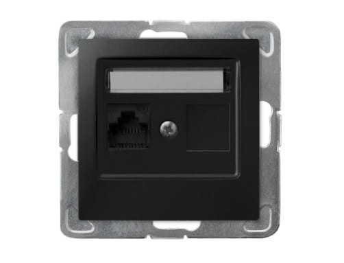 Gniazdo komputerowe pojedyncze kat. 5e MMC RJ45 Czarne Impresja GPK-1Y/K/m/33 OSPEL IP20 czarny metalik Matowy
