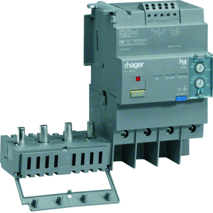 MCCB Blok różnicowo-prądowy x160 4P 125A, regulowany HBA126H Hager