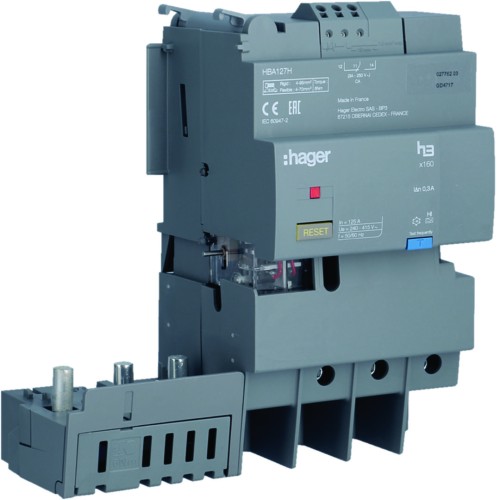 MCCB Blok różnicowo-prądowy x160 3P 125A, bez regulacji HBA127H Hager