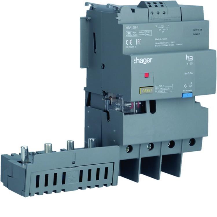MCCB Blok różnicowo-prądowy x160 4P 125A, bez regulacji HBA128H Hager