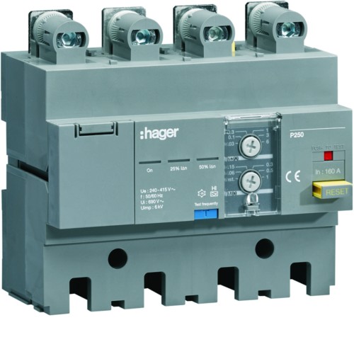 MCCB Blok RCD do P250 4P 160A Idn nastawny HBT160H Hager