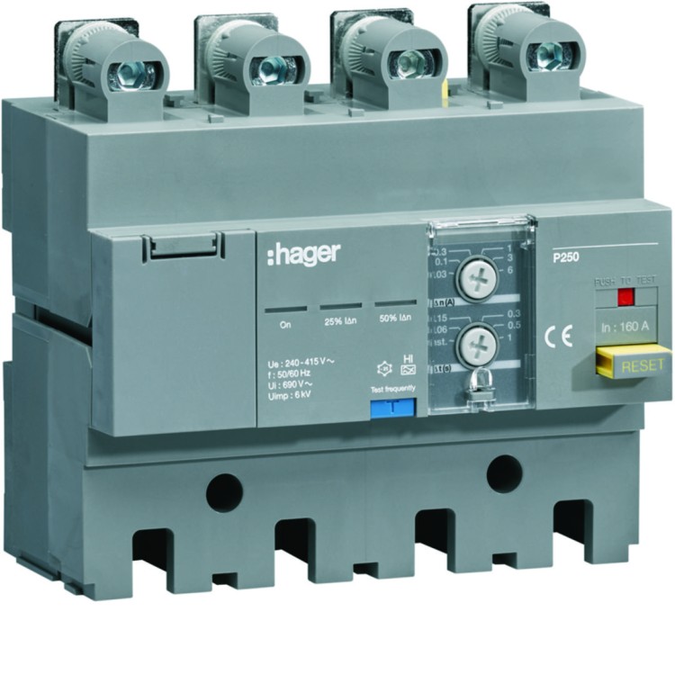 MCCB Blok RCD do P250 4P 160A Idn nastawny HBT160H Hager
