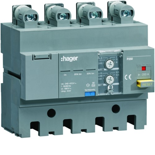 MCCB Blok RCD do P250 4P 250A Idn nastawny HBT250H Hager