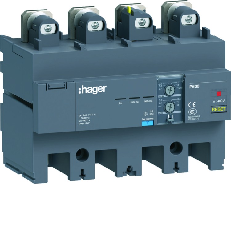 MCCB Blok RCD do P630 4P 400A Idn nastawny HBW400H Hager