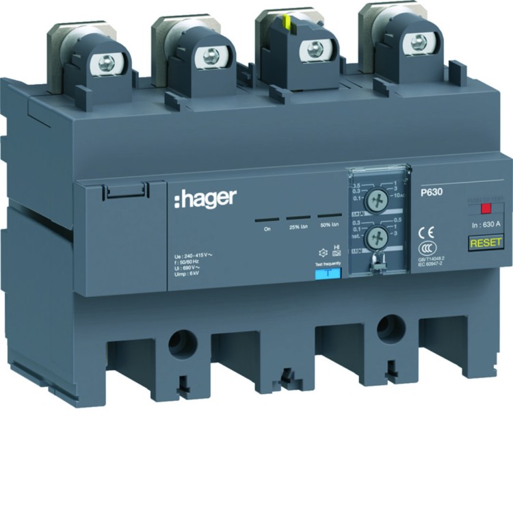 MCCB Blok RCD do P630 4P 570A Idn nastawny HBW630H Hager