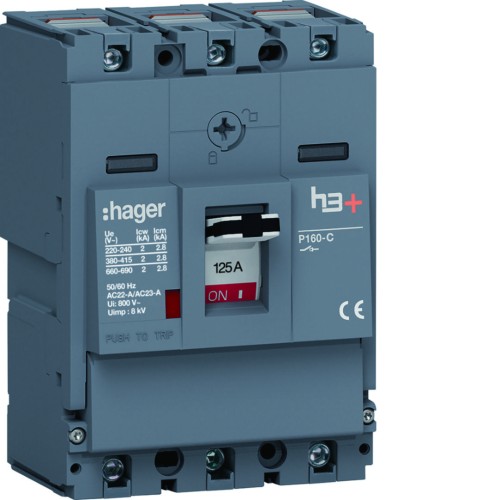 MCCB Rozłącznik mocy h3+ P160 3P 125A HCS125AC Hager