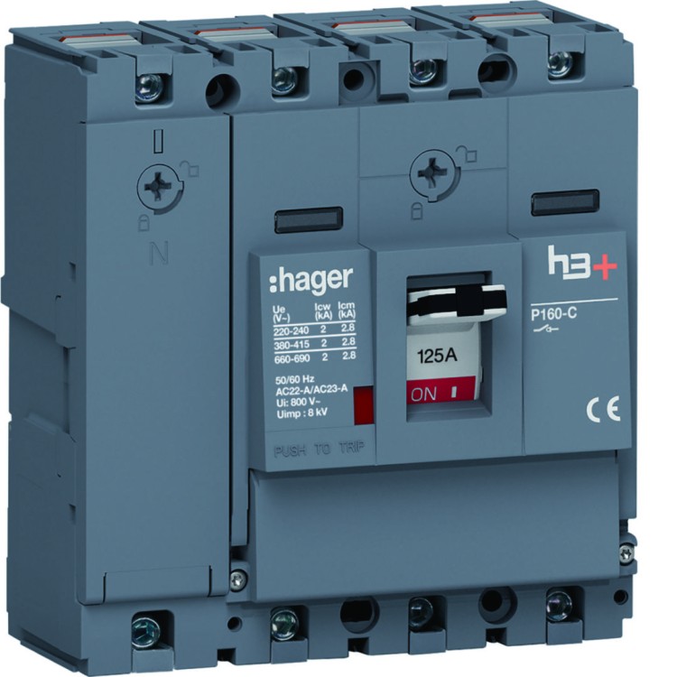 MCCB Rozłącznik mocy h3+ P160 4P 125A HCS126AC Hager