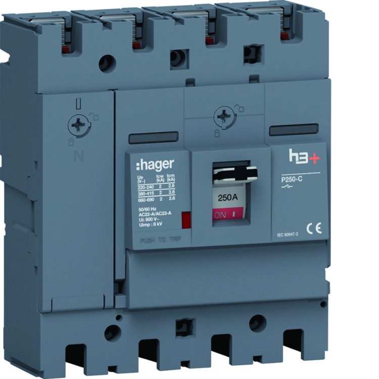 MCCB Rozłącznik mocy h3+ P250 4P 250A HCT251AR Hager
