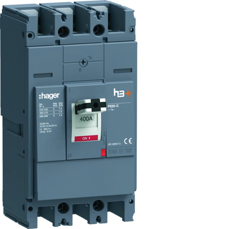 MCCB Rozłącznik mocy h3+ P630 3x400A HCW400AR Hager